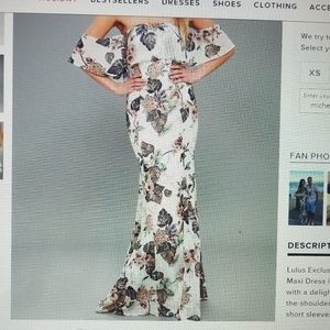Lulus White Floral Print Off-the-Shoulder- Large